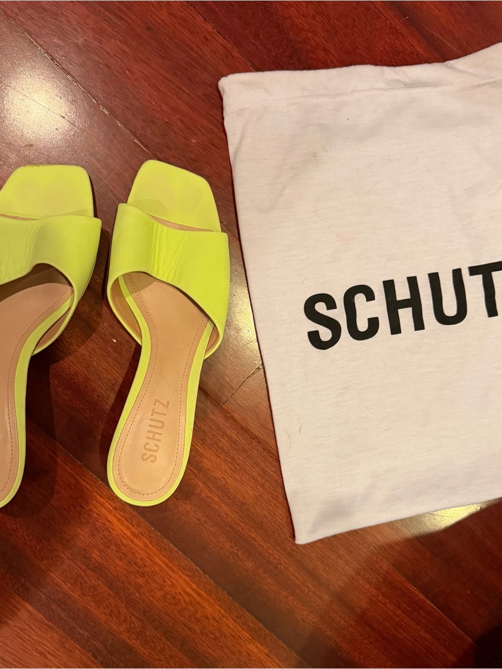 SCHUTZ Neon Yellow Slide Mules